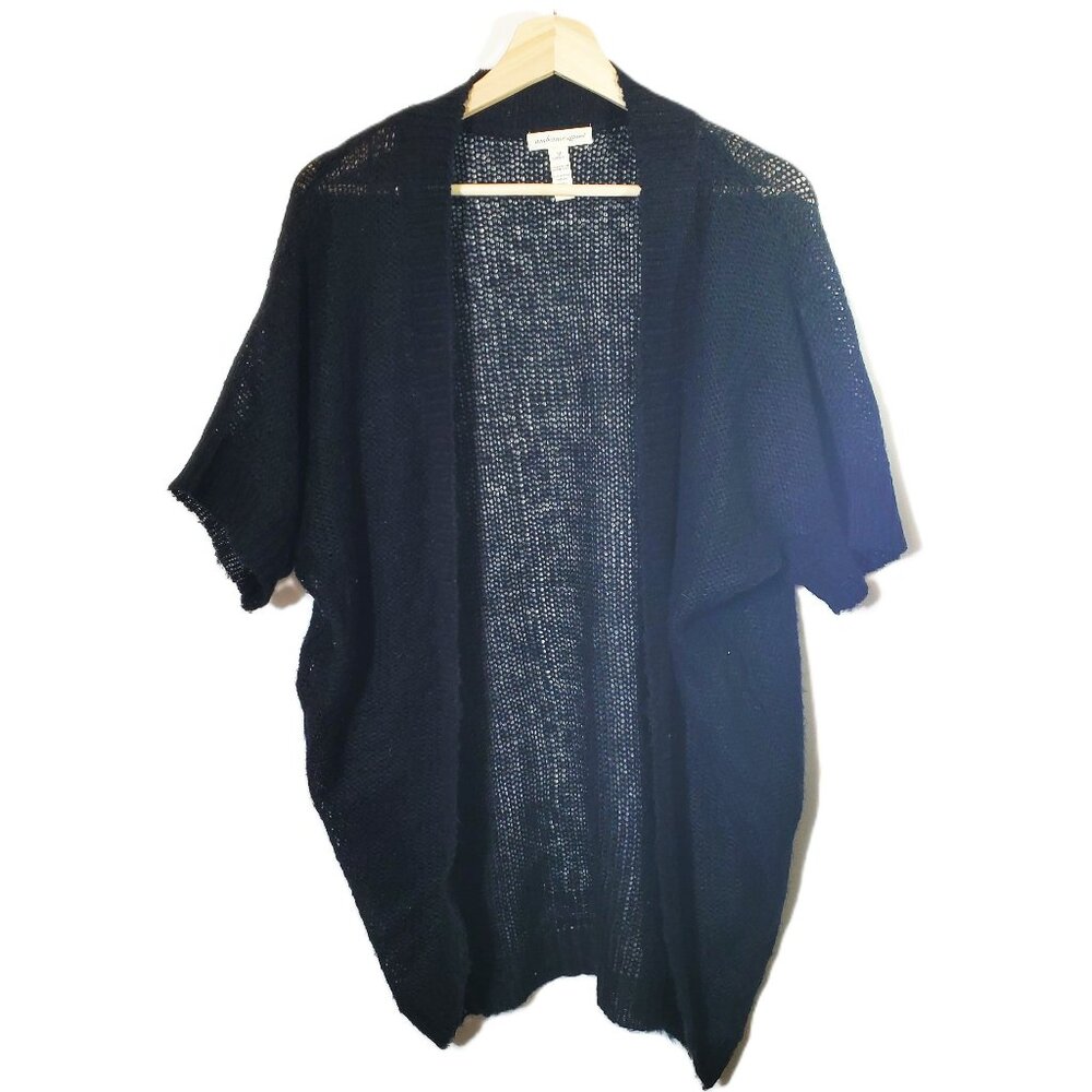 Ambiance Apparel Women's Black Cardigan Size Medium M Lightweight Short Sleeves